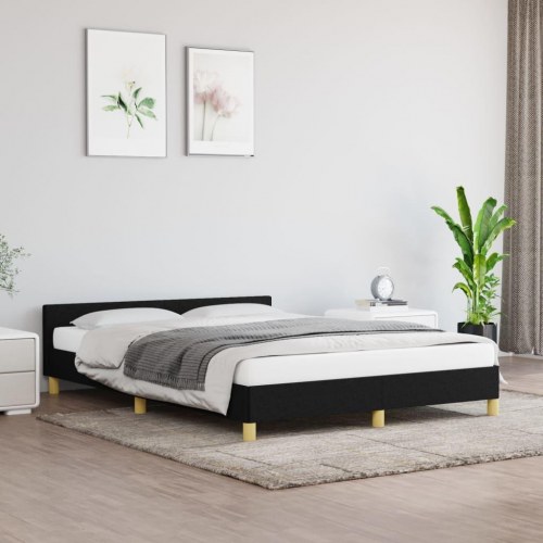 Sengeramme med gavl 140x200 cm - stof, sort