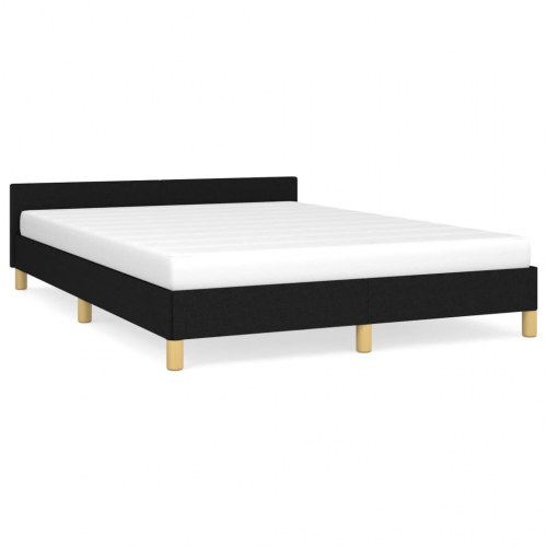 Sengeramme med gavl 140x200 cm - stof, sort