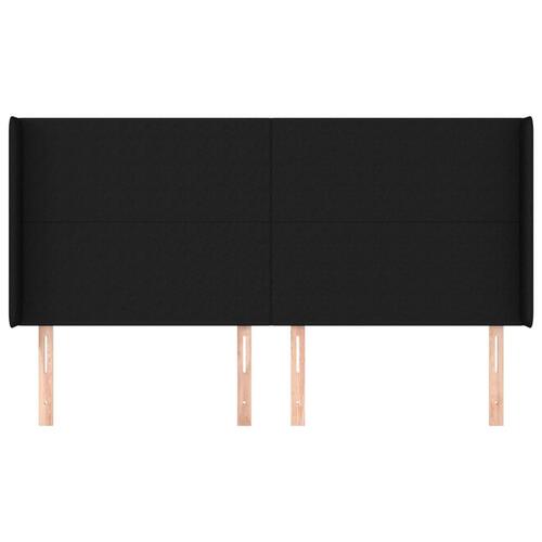 Sengegavl med kanter 163x16x118/128 cm stof sort