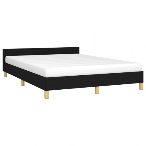 Sengeramme med gavl 140x200 cm - stof, sort