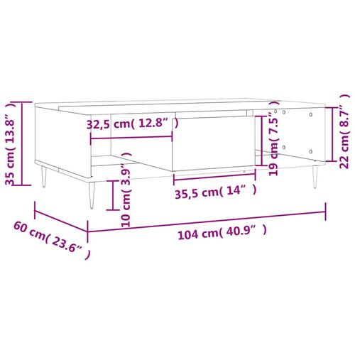 Sofabord 104x60x35 cm konstrueret træ grå sonoma-eg