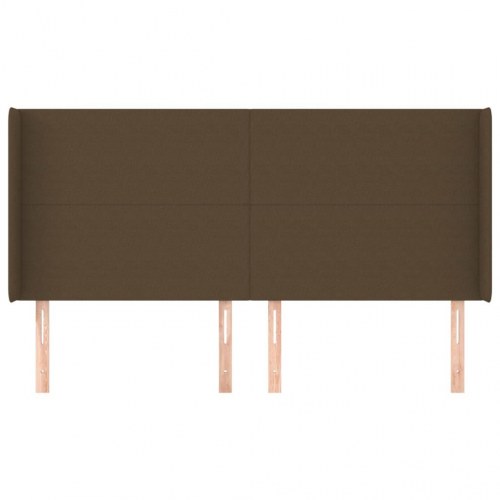 Sengegavl med kanter i stof 163 x 16 x 118/128 cm - mørkebrun
