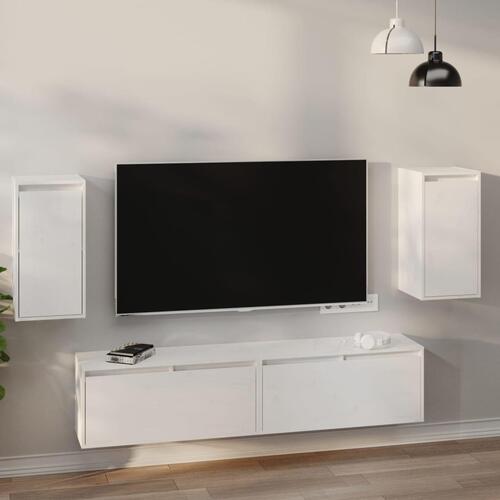 Vægskabe 2 stk. 30x30x60 cm massivt fyrretræ hvid
