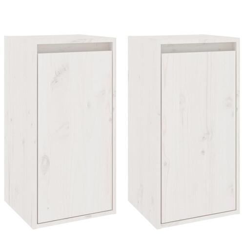 Vægskabe 2 stk. 30x30x60 cm massivt fyrretræ hvid