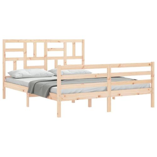 Sengeramme med sengegavl kingsize massivt træ