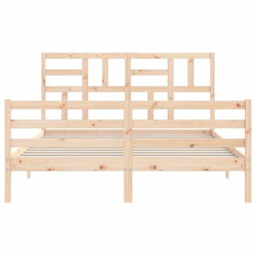 Sengeramme med sengegavl kingsize massivt træ