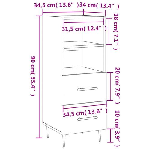 Skænk 34,5x34x90 cm konstrueret træ sonoma-eg