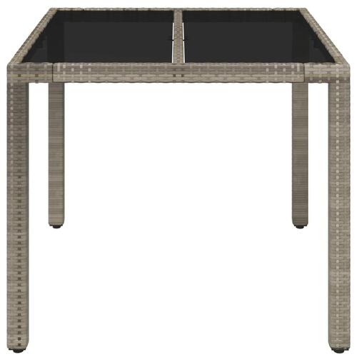Havebord med glastop 90x90x75 cm polyrattan grå