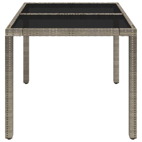 Havebord med glastop 90x90x75 cm polyrattan grå