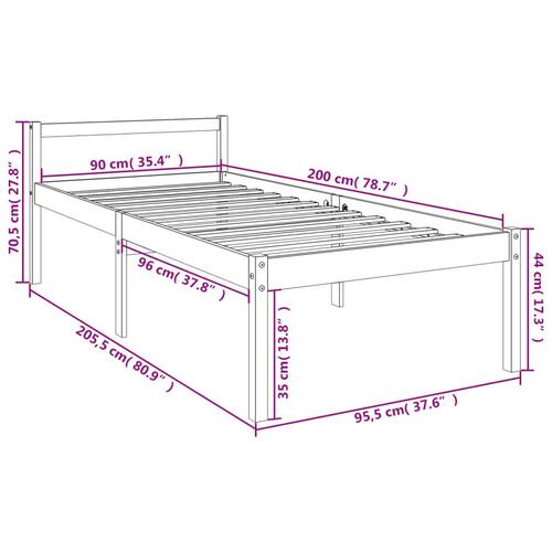 Seniorseng 90x200 cm massivt fyrretræ