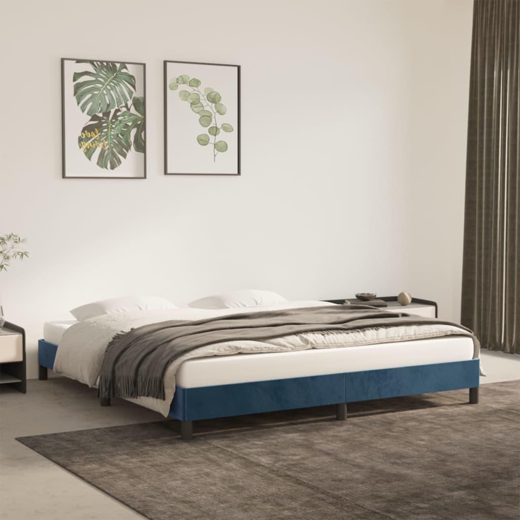 Sengeramme uden madras Mørkeblå 180x200 cm Fløjl