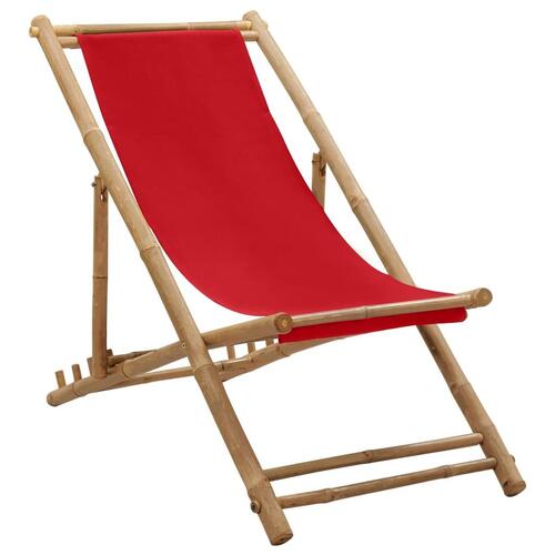 Strandstol bambus og lærred rød