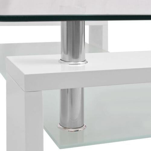 Højglans-sofabord med nedre hylde 110 x 60 x 40 cm hvid