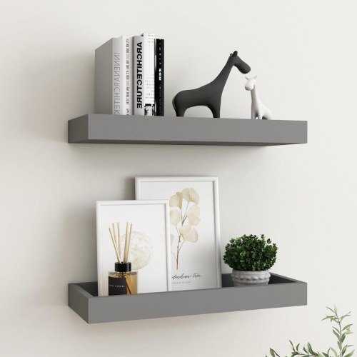 Svævehylder 2 stk. 40x15x4 cm MDF grå
