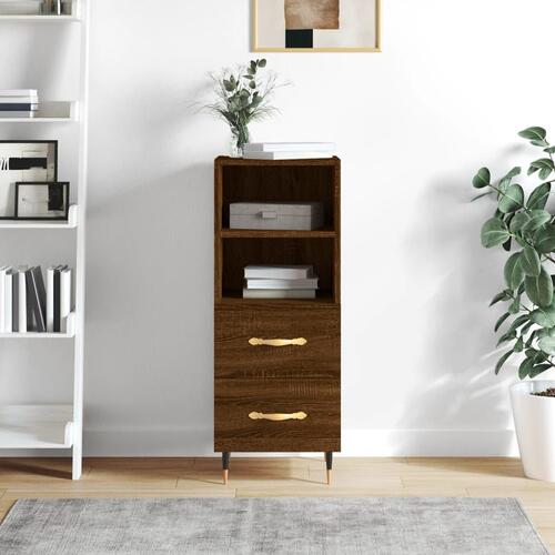Skænk 34,5x34x90 cm konstrueret træ brun egetræsfarve