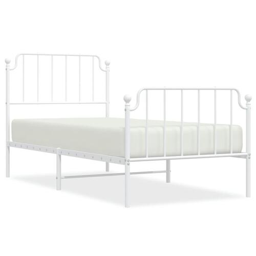 Sengeramme med sengegavl og fodgærde 90x200 cm metal hvid