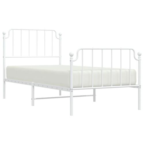 Sengeramme med sengegavl og fodgærde 90x200 cm metal hvid