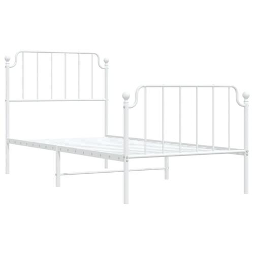 Sengeramme med sengegavl og fodgærde 90x200 cm metal hvid