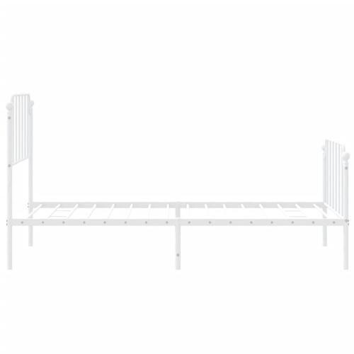 Sengeramme med sengegavl og fodgærde 90x200 cm metal hvid