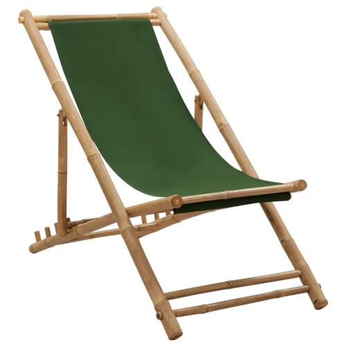 Strandstol bambus og lærred grøn