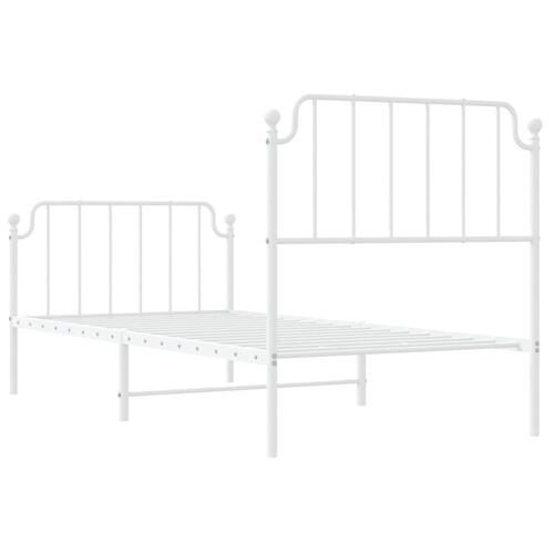 Sengeramme med sengegavl og fodgærde 90x200 cm metal hvid