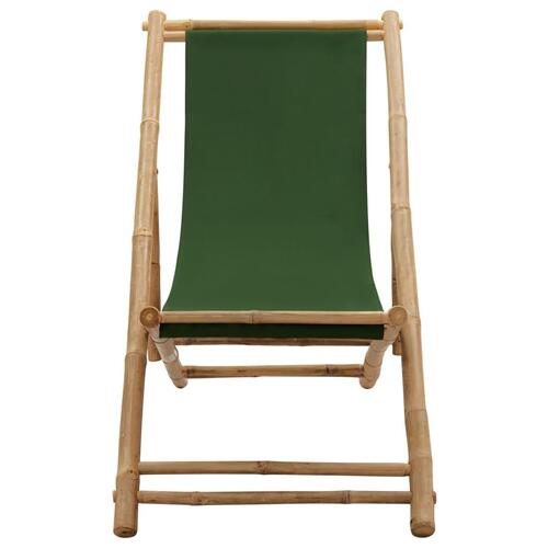 Strandstol bambus og lærred grøn