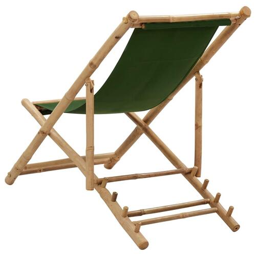 Strandstol bambus og lærred grøn