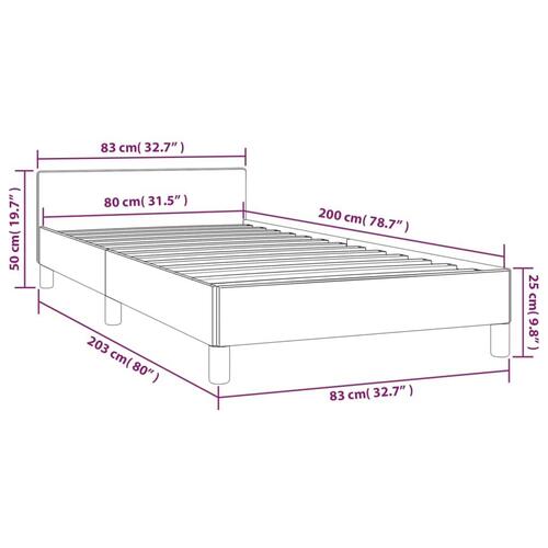 Sengeramme med sengegavl 80x200 cm fløjl lysegrå