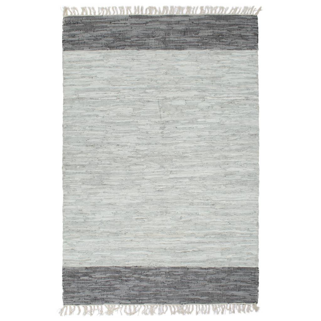 Håndvævet chindi-tæppe læder 160 x 230 cm grå