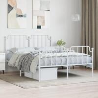 Sengeramme med sengegavl og fodgærde 135x190 cm metal hvid
