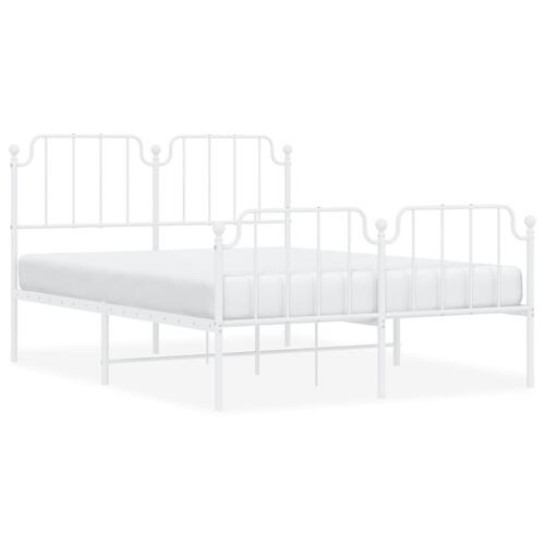 Sengeramme med sengegavl og fodgærde 135x190 cm metal hvid