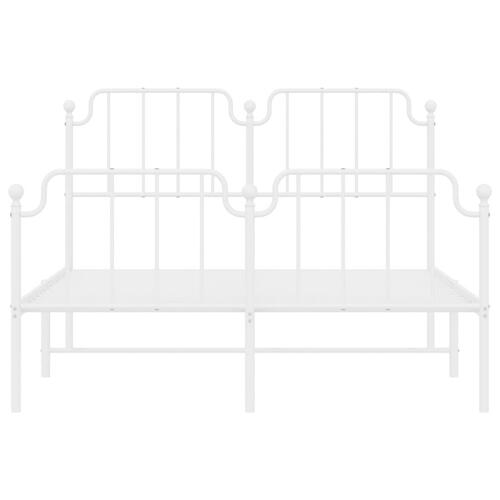 Sengeramme med sengegavl og fodgærde 135x190 cm metal hvid