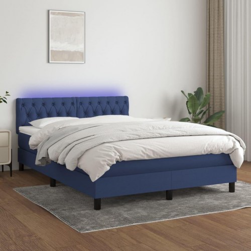 Kontinentalseng med LED-lys 140 × 190 cm - blå stof