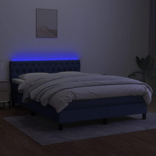 Kontinentalseng med LED-lys 140 × 190 cm - blå stof