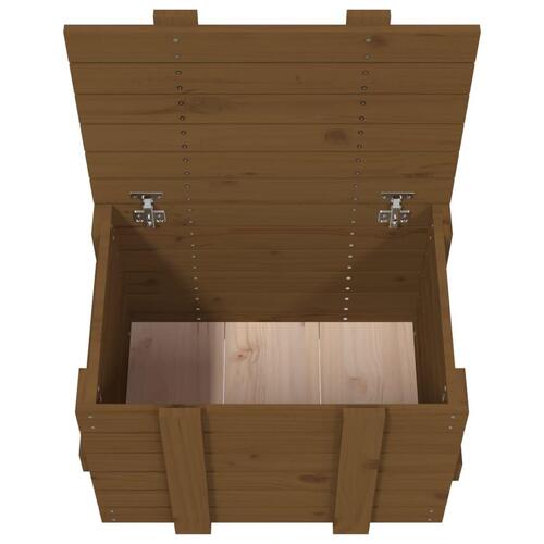 Opbevaringskasse 58x40,5x42 cm massivt fyrretræ gyldenbrun