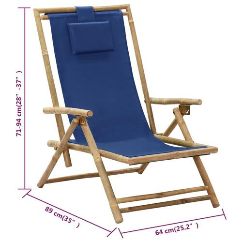 Campingstol bambus og stof marineblå