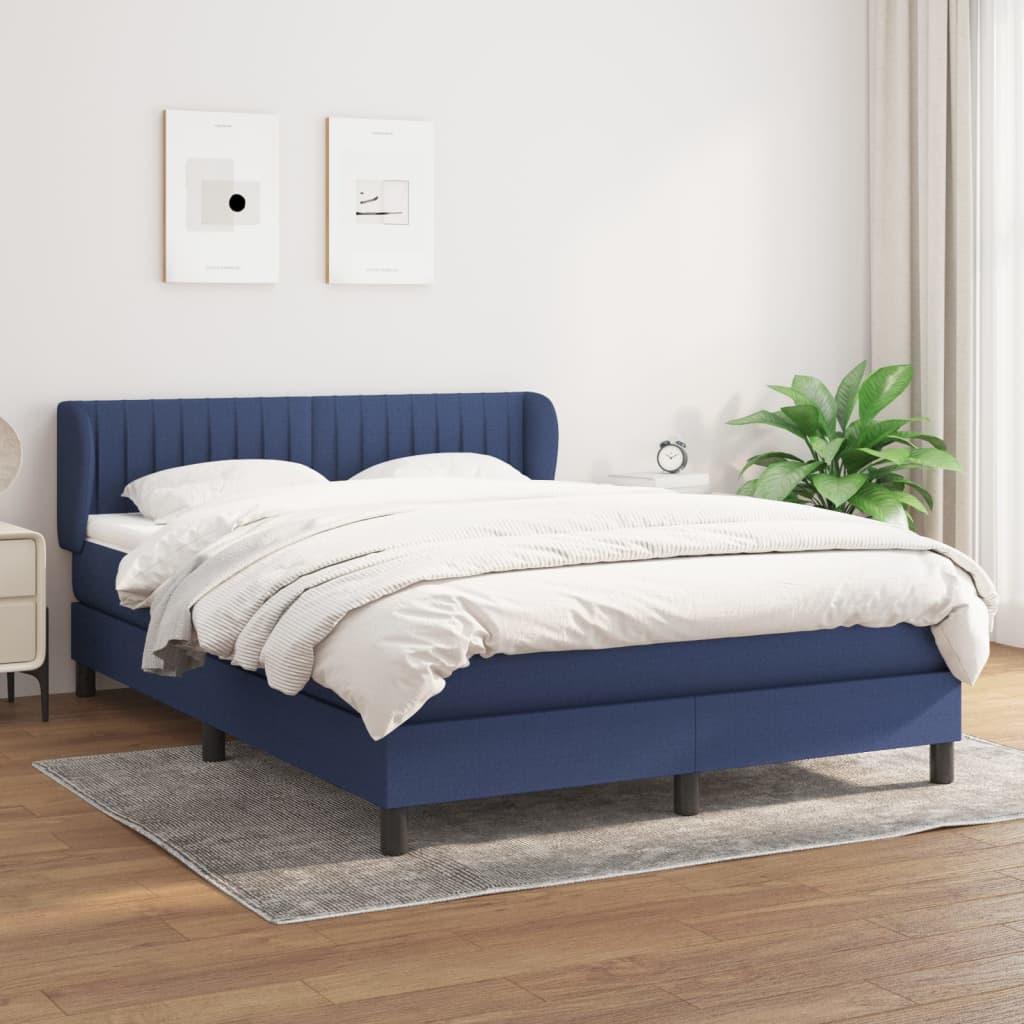 Kontinentalseng med madras 140x190 cm - stof, blå
