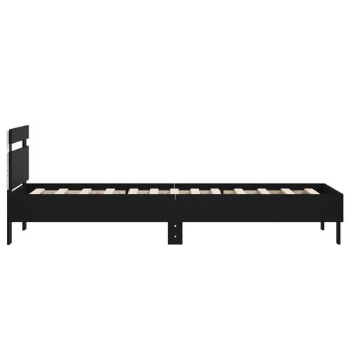 Sengeramme med sengegavl og LED-lys 75x190 cm sort