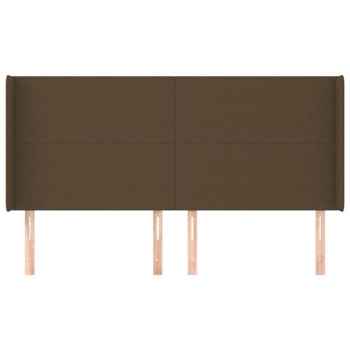 Sengegavl med kanter 183x16x118/128 cm stof mørkebrun