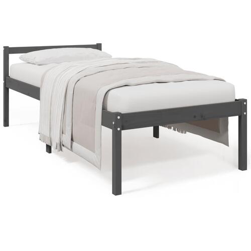 Seniorseng 100x200 cm massivt fyrretræ grå
