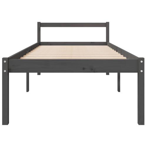 Seniorseng 100x200 cm massivt fyrretræ grå