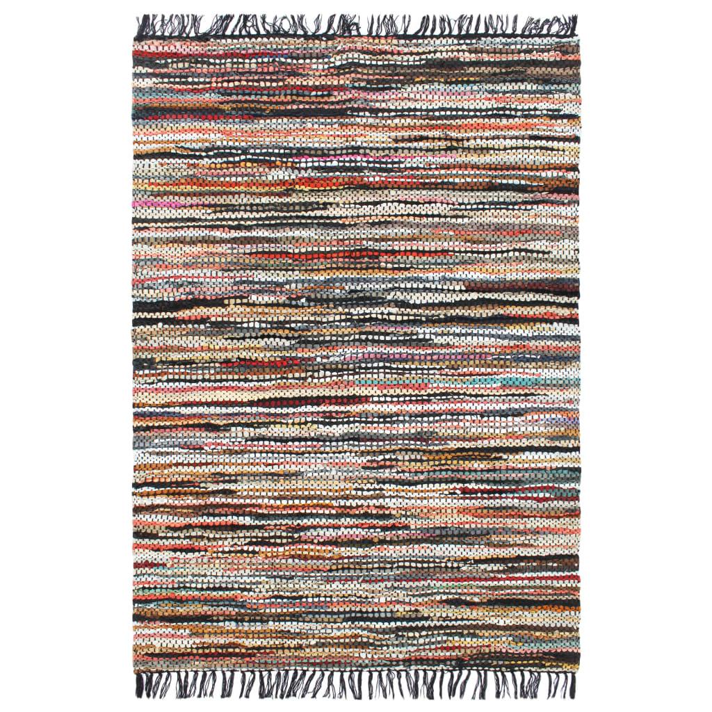 Håndvævet chindi-tæppe læder 80 x 160 cm flerfarvet