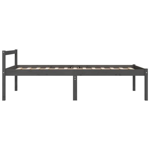 Seniorseng 100x200 cm massivt fyrretræ grå