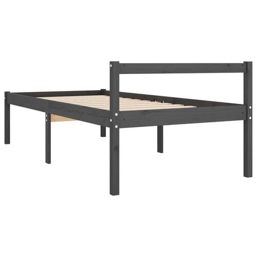 Seniorseng 100x200 cm massivt fyrretræ grå