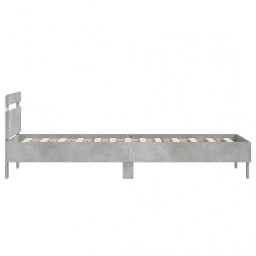 Sengeramme med sengegavl og LED-lys 75x190 cm betongrå