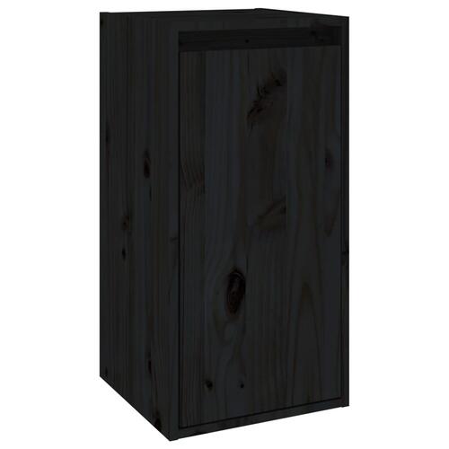 Vægskabe 2 stk. 30x30x60 cm massivt fyrretræ sort