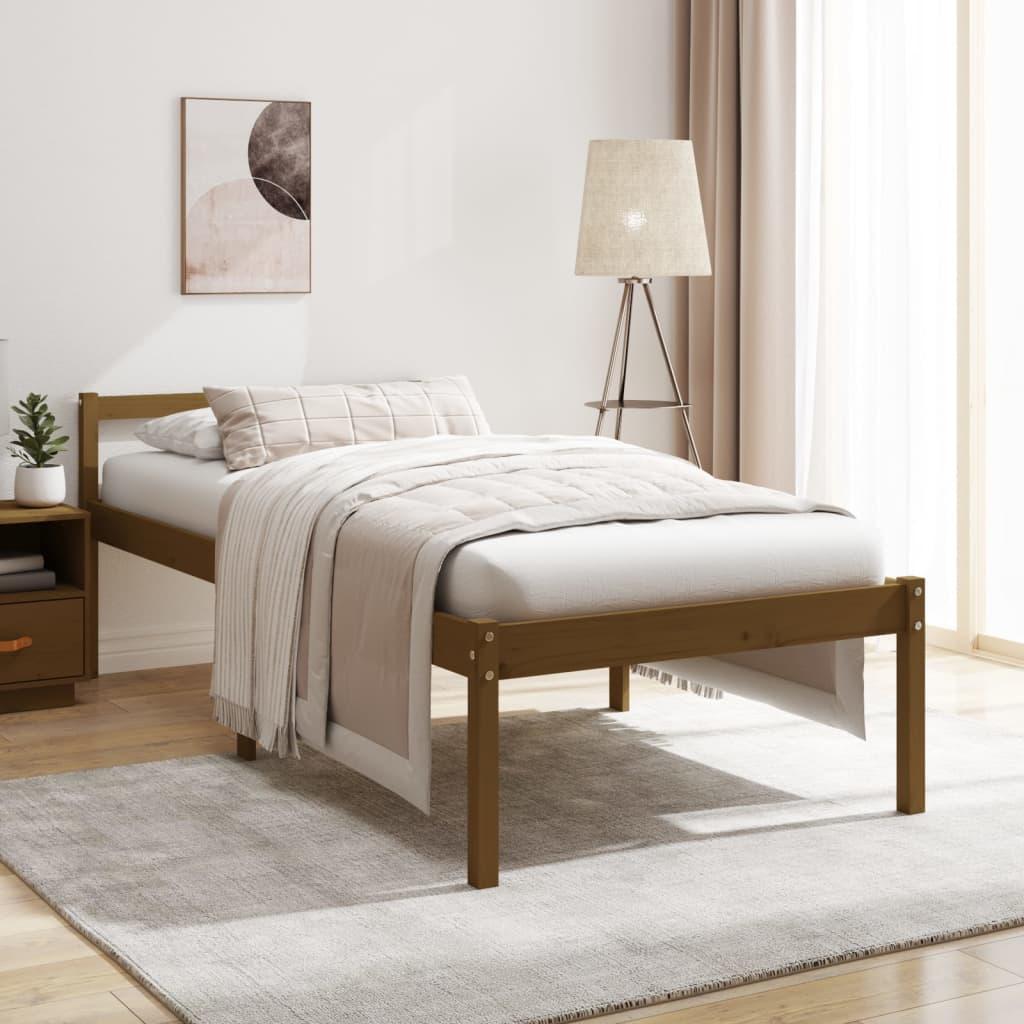 Seniorseng 100x200 cm massivt fyrretræ honningbrun
