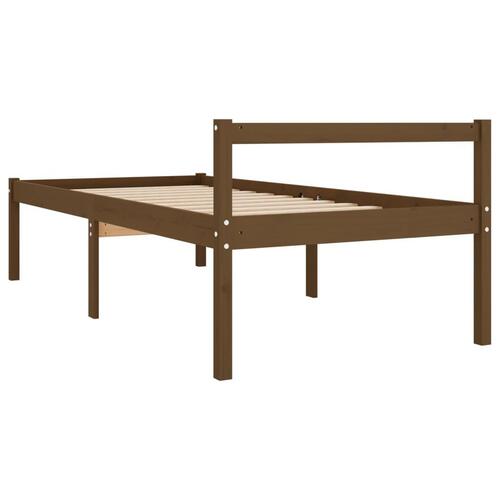 Seniorseng 100x200 cm massivt fyrretræ honningbrun