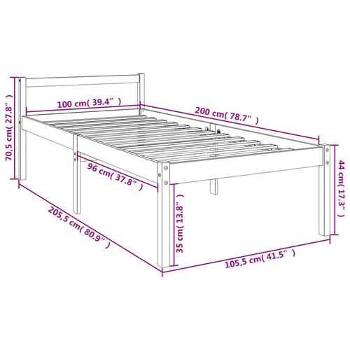 Seniorseng 100x200 cm massivt fyrretræ honningbrun