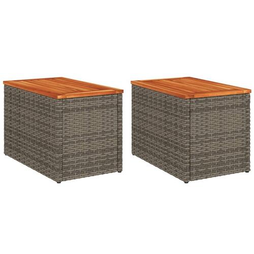 Havesideborde 2 stk. 55x34x37 cm polyrattan og massivt træ grå